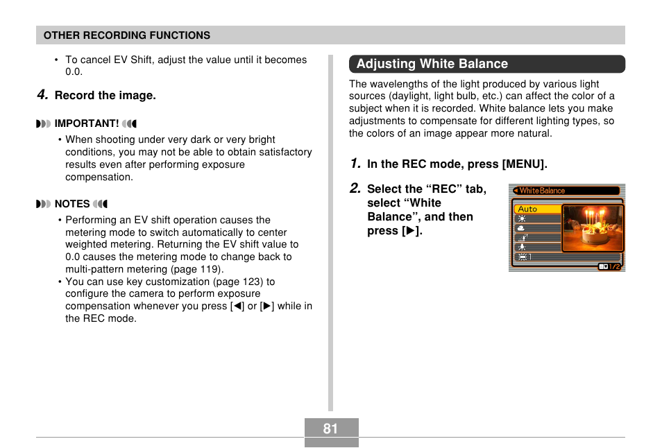 Adjusting white balance | Casio EX-P600 User Manual | Page 81 / 247