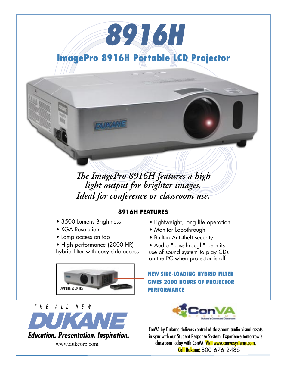 Dukane Portable LCD Projector ImagePro 8916H User Manual | 2 pages