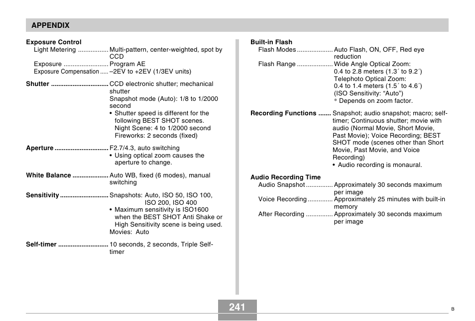 Casio EX-s600 User Manual | Page 241 / 245