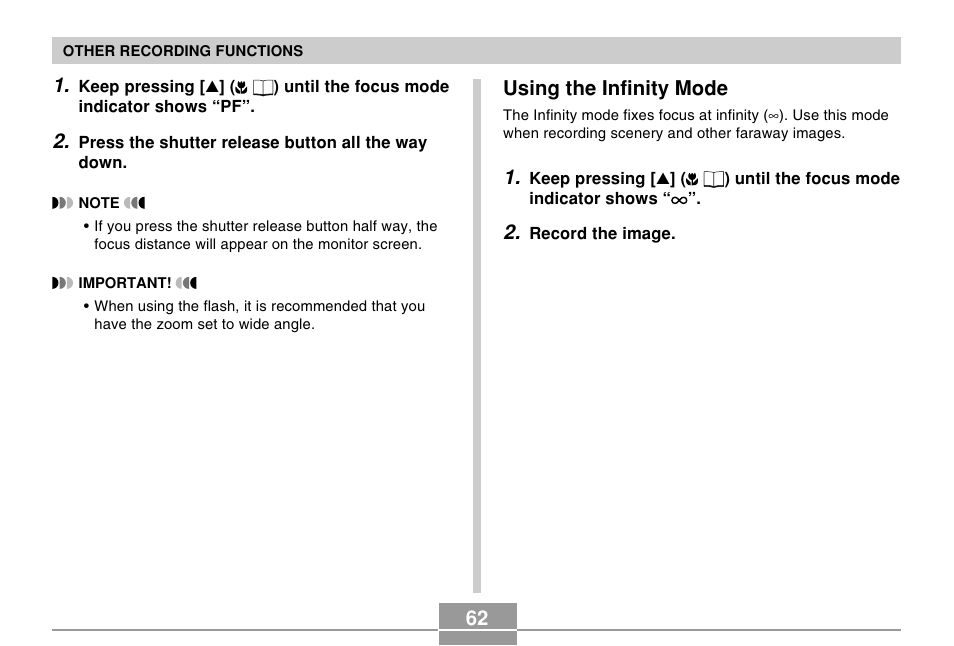 Using the infinity mode | Casio EX-Z4 2 User Manual | Page 4 / 29