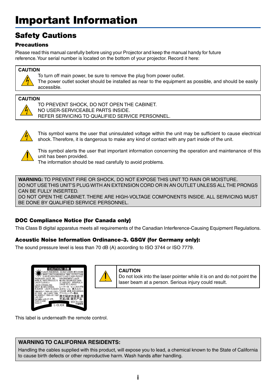 Important information, Safety cautions | Dukane 8761A User Manual | Page 2 / 30