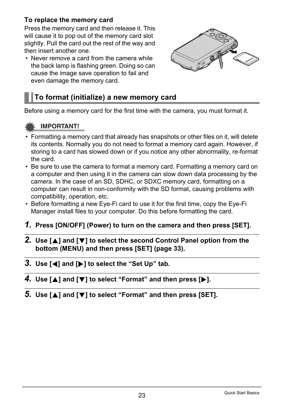 To format (initialize) a new memory card | Casio EX-Z690 User Manual | Page 23 / 138