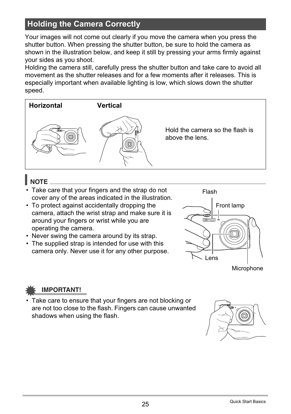 Holding the camera correctly | Casio EX-Z690 User Manual | Page 25 / 138