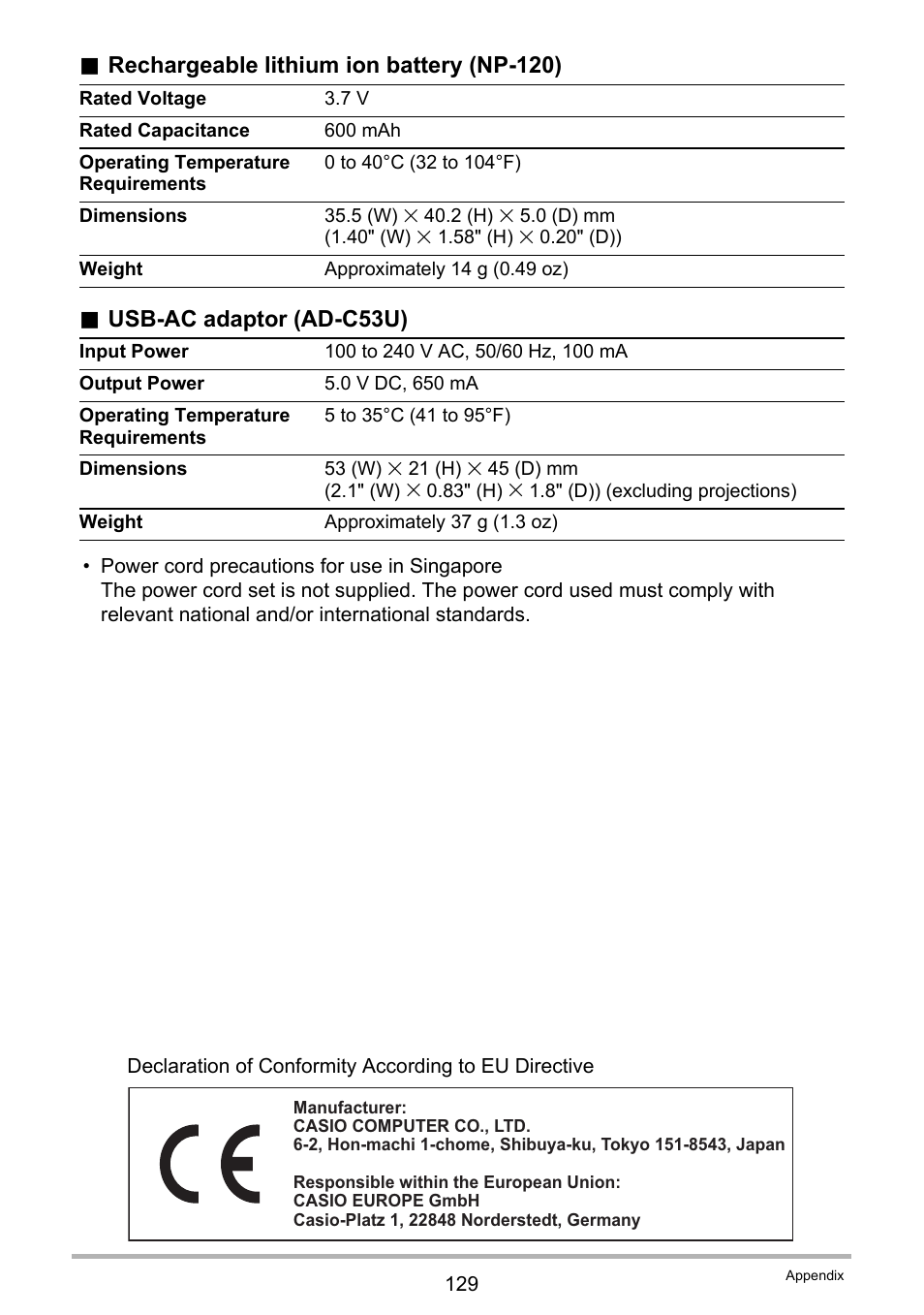 Casio EX-Z790 User Manual | Page 129 / 130