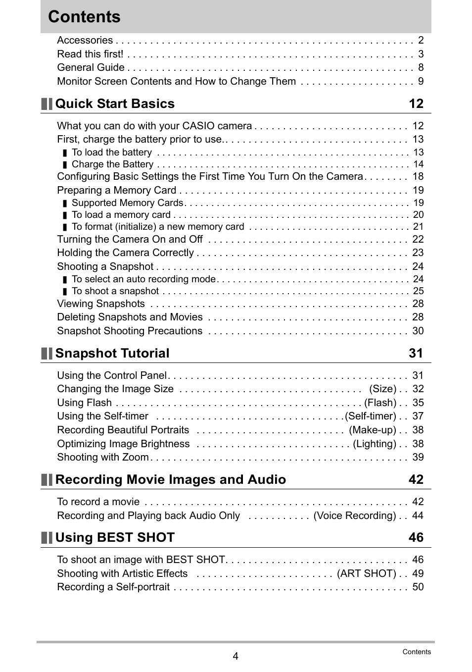 Casio EX-Z790 User Manual | Page 4 / 130