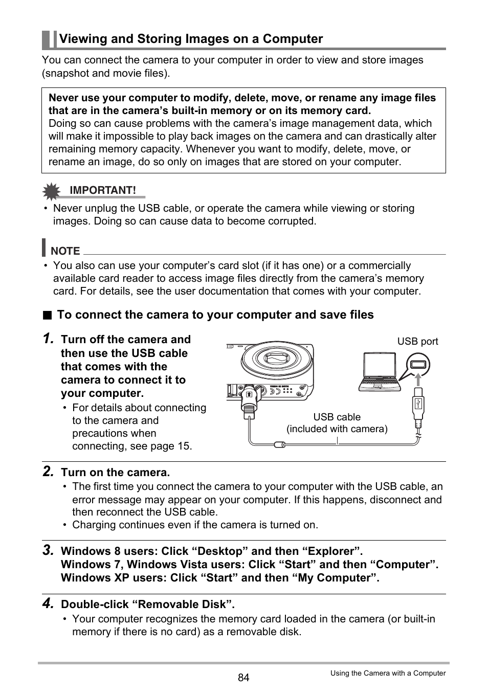 Viewing and storing images on a computer | Casio EX-Z790 User Manual | Page 84 / 130