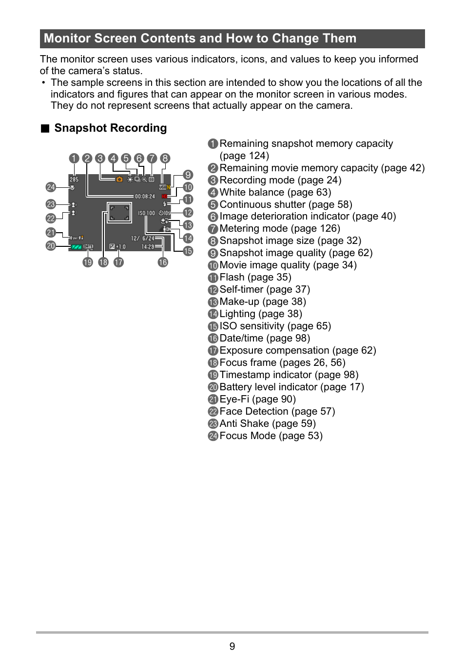 Monitor screen contents and how to change them | Casio EX-Z790 User Manual | Page 9 / 130