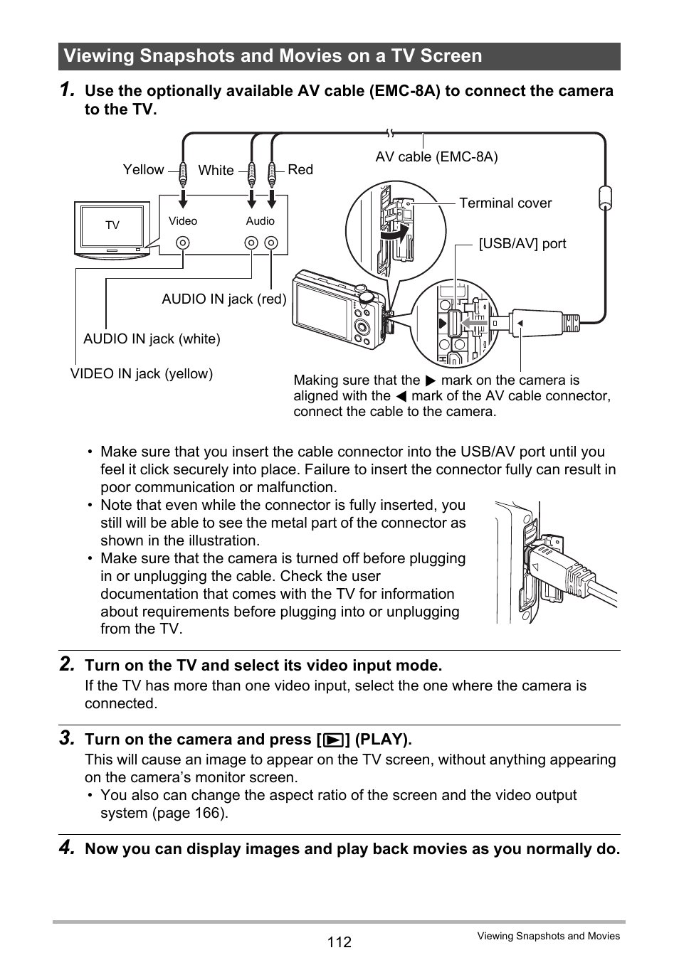 Viewing snapshots and movies on a tv screen | Casio EX-ZR300 User Manual | Page 112 / 197