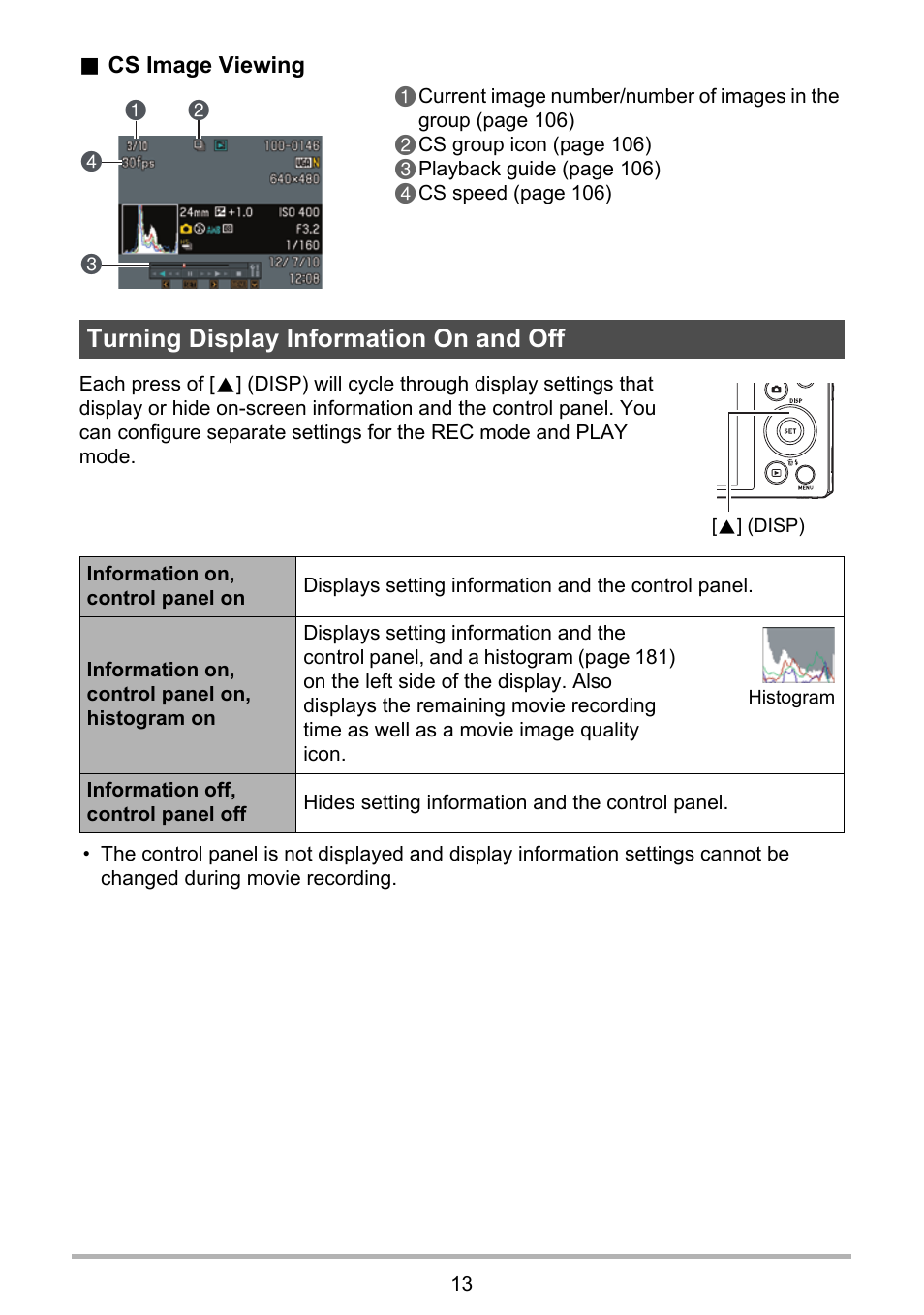 Turning display information on and off | Casio EX-ZR300 User Manual | Page 13 / 197
