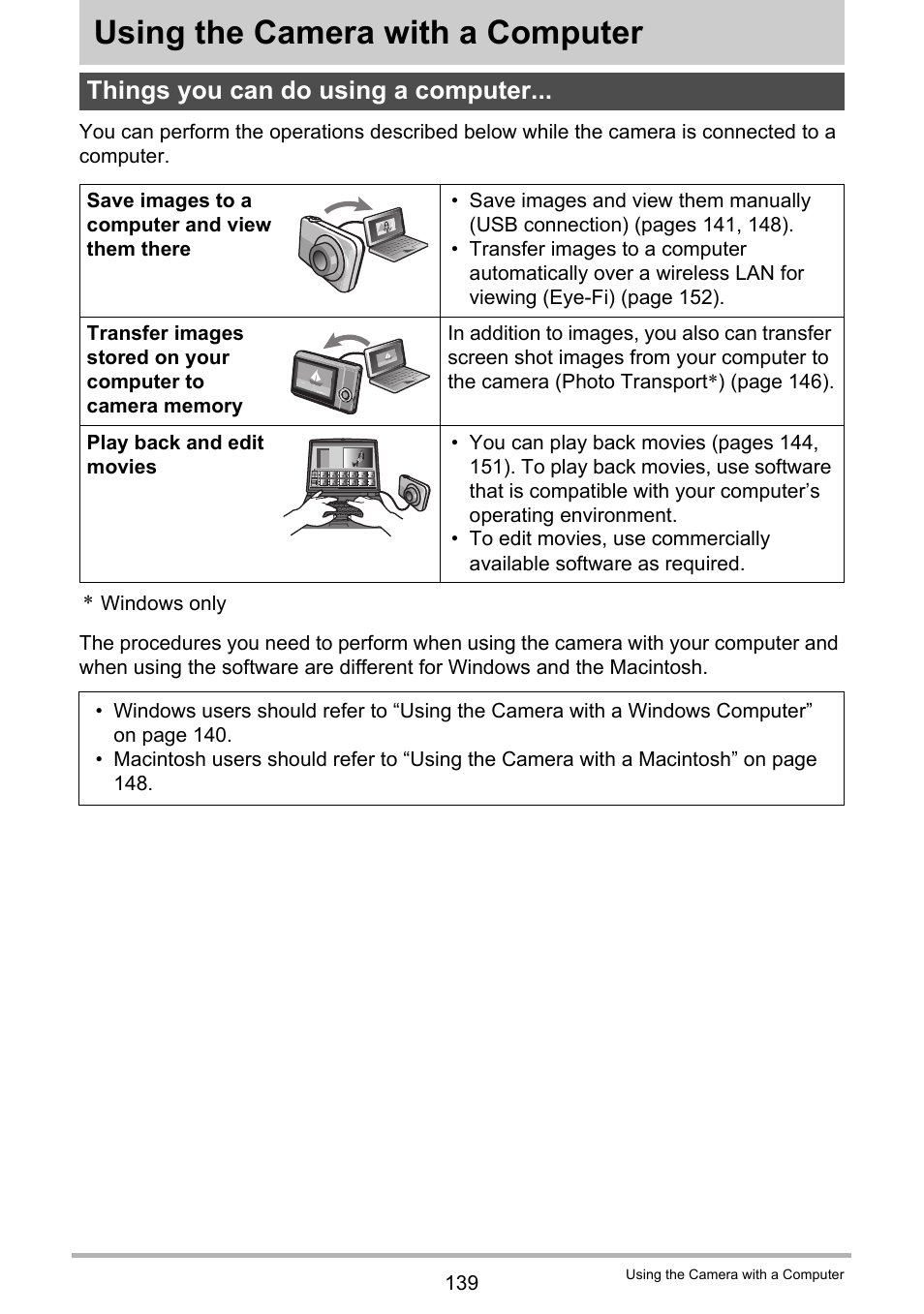 Using the camera with a computer, Things you can do using a computer | Casio EX-ZR300 User Manual | Page 139 / 197