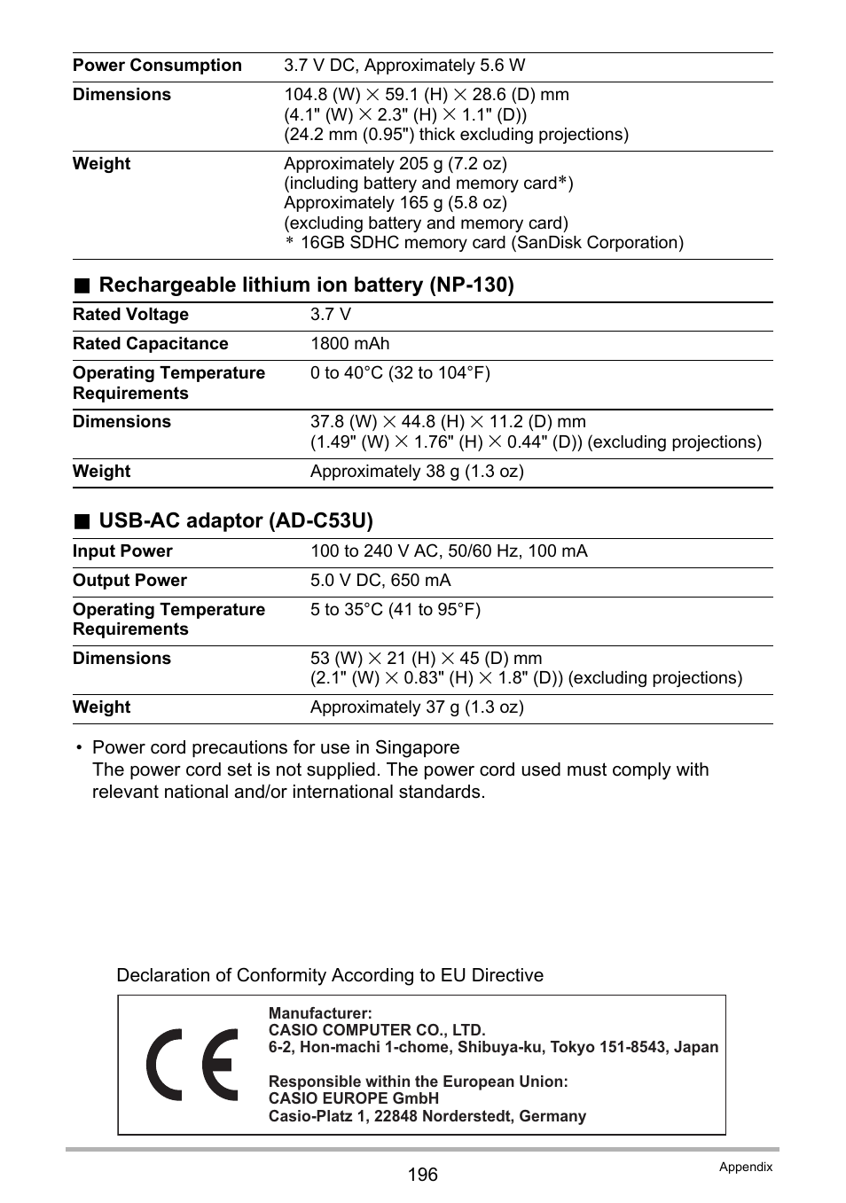 Casio EX-ZR300 User Manual | Page 196 / 197