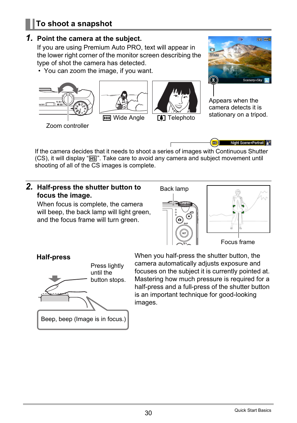 To shoot a snapshot | Casio EX-ZR300 User Manual | Page 30 / 197