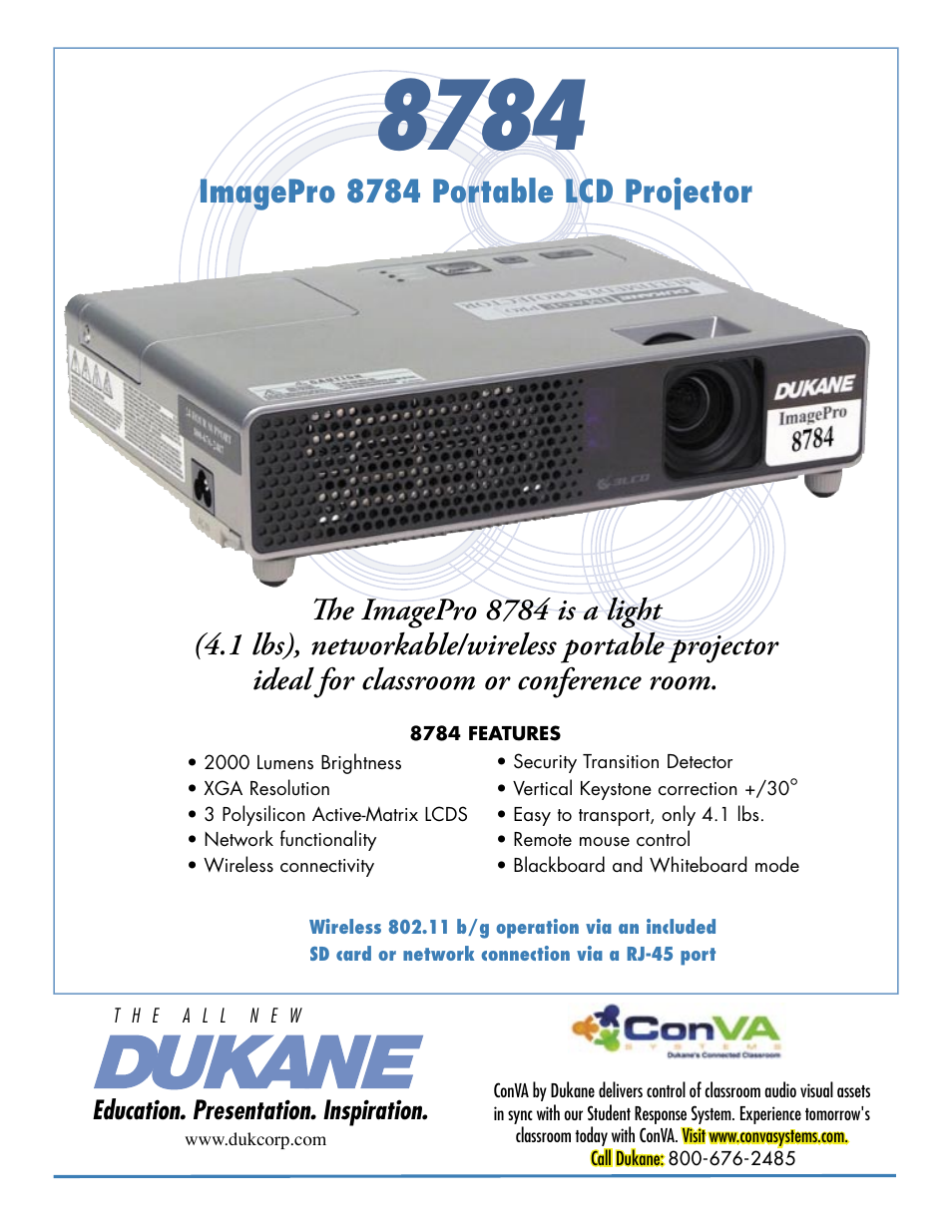 Dukane ImagePro 8784 User Manual | 2 pages