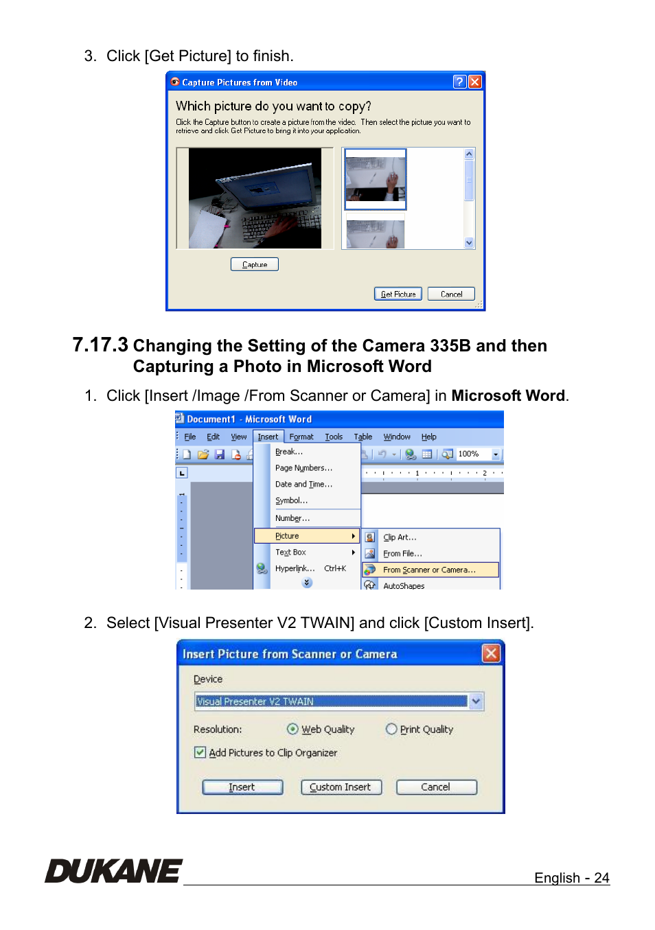 Photo in microsoft word | Dukane Camera Visual Presenter 335B User Manual | Page 25 / 32