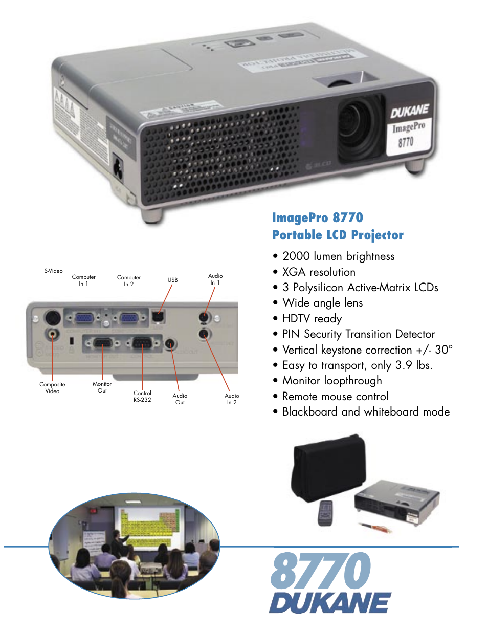 Dukane LCD Projector 8770 User Manual | 2 pages