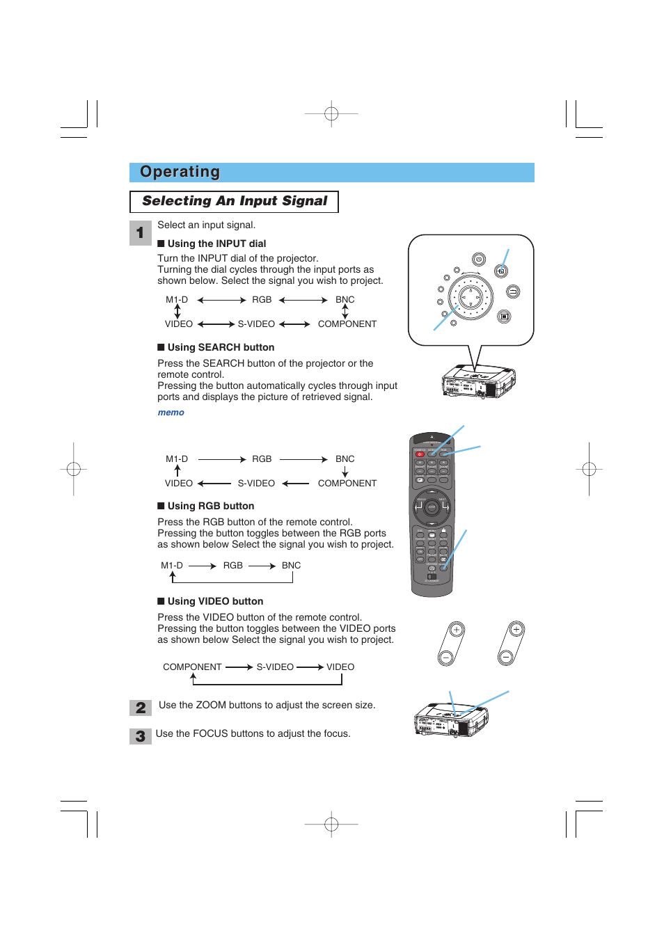 Operating, Selecting an input signal | Dukane 8935 User Manual | Page 18 / 62