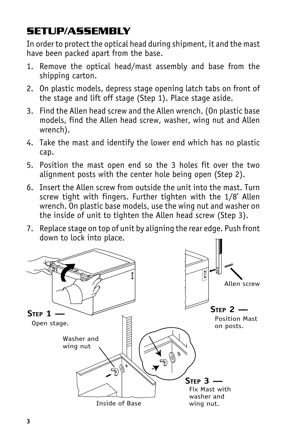 Setup/assembly | Dukane Projectors User Manual | Page 6 / 15