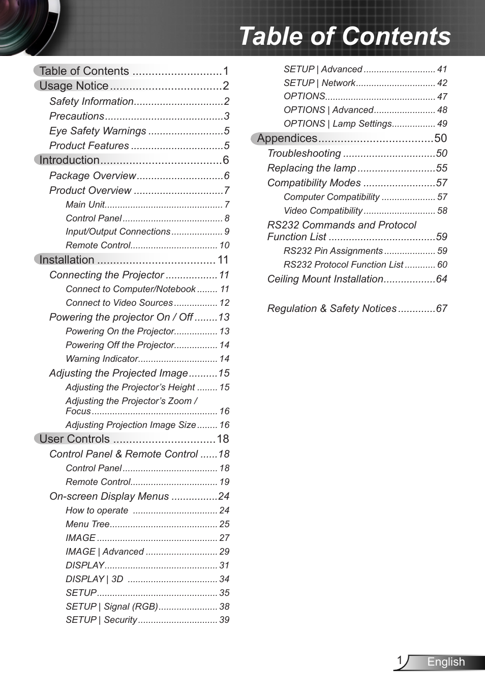 Dukane DLP Data Video Projector 8406A User Manual | Page 2 / 69