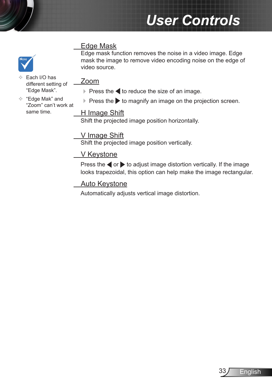 User controls | Dukane DLP Data Video Projector 8406A User Manual | Page 34 / 69