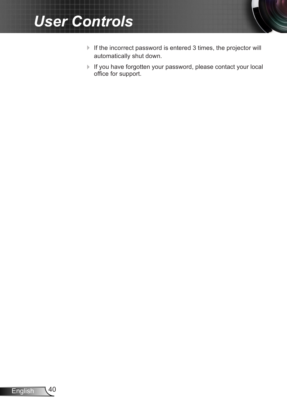 User controls | Dukane DLP Data Video Projector 8406A User Manual | Page 41 / 69