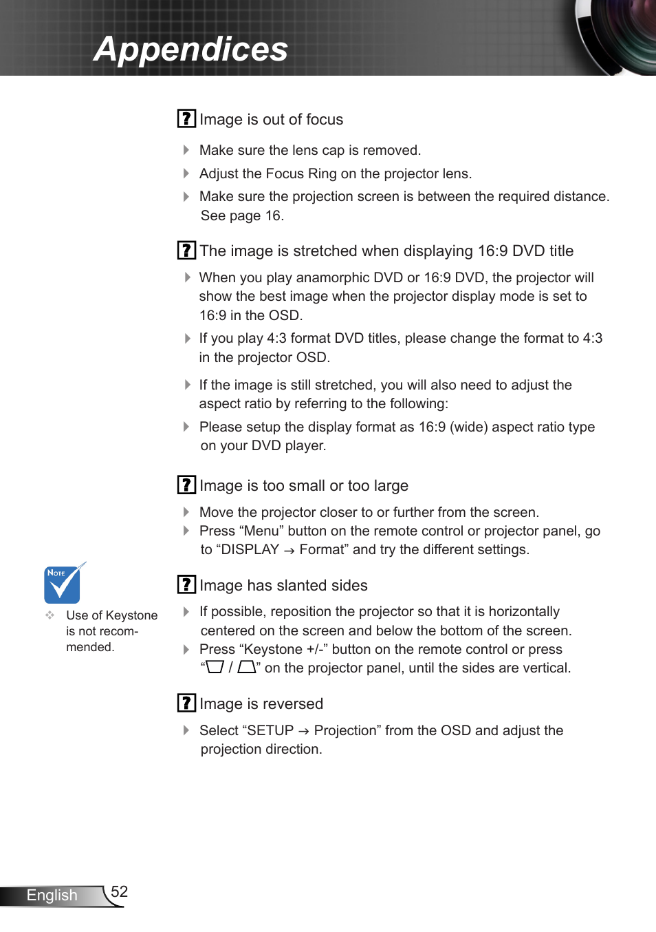 Appendices | Dukane DLP Data Video Projector 8406A User Manual | Page 53 / 69