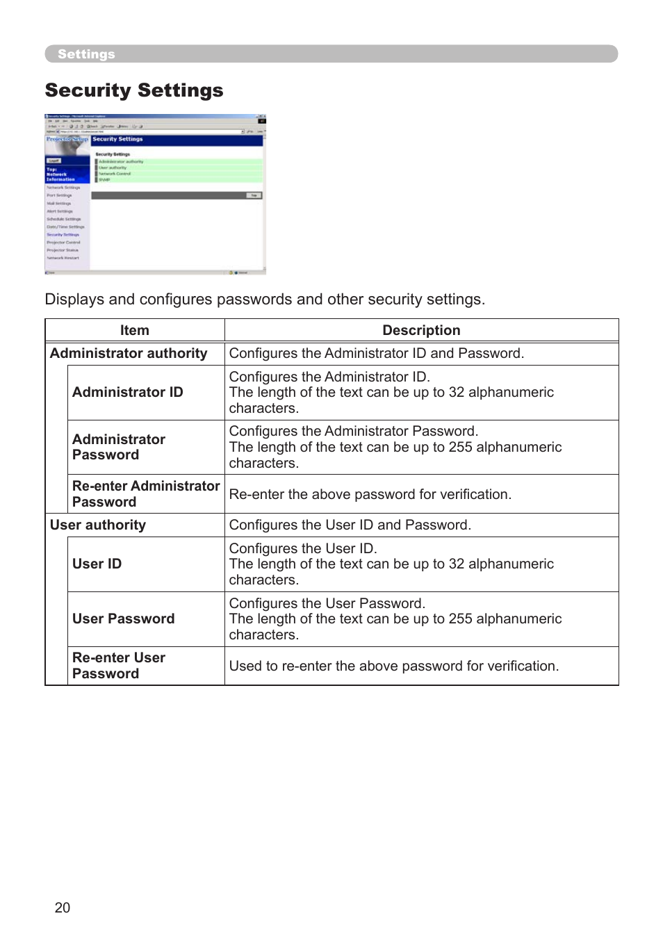 Security settings | Dukane 8943 User Manual | Page 109 / 137