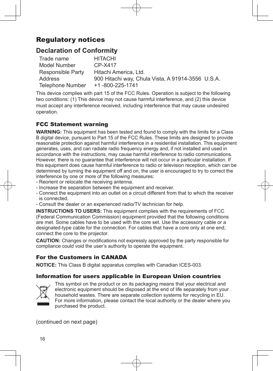 Regulatory notices declaration of conformity | Dukane 8913-W User Manual | Page 18 / 22