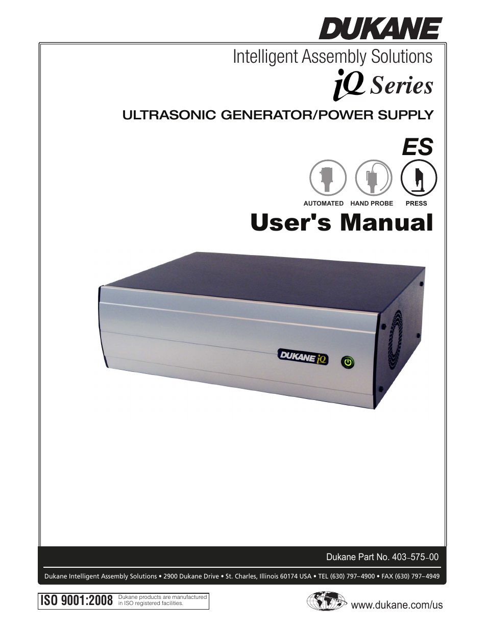 Dukane Ultrasonic Generator 403-575-00 User Manual | 136 pages