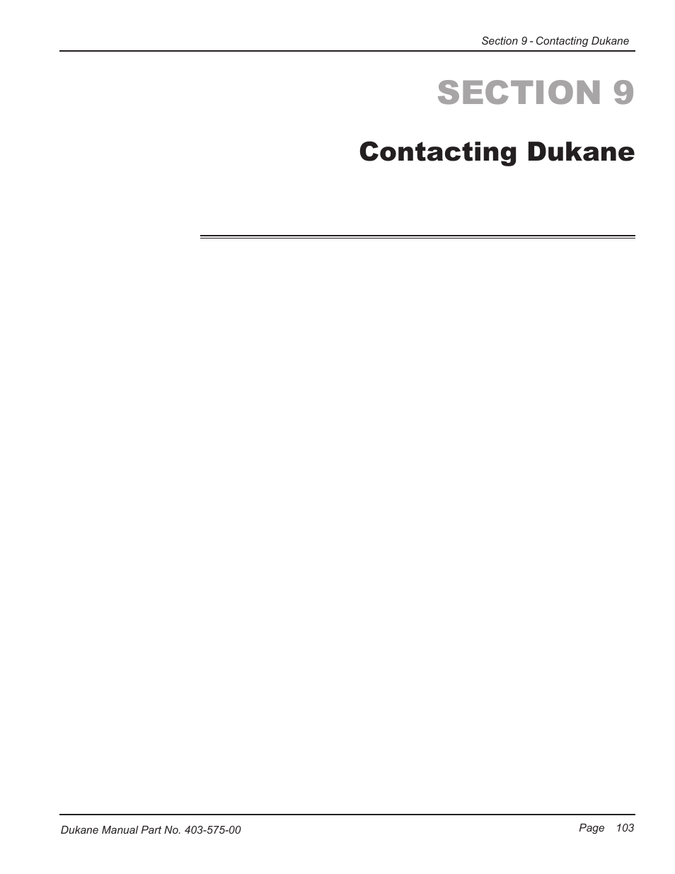 Contacting dukane | Dukane Ultrasonic Generator 403-575-00 User Manual | Page 109 / 136