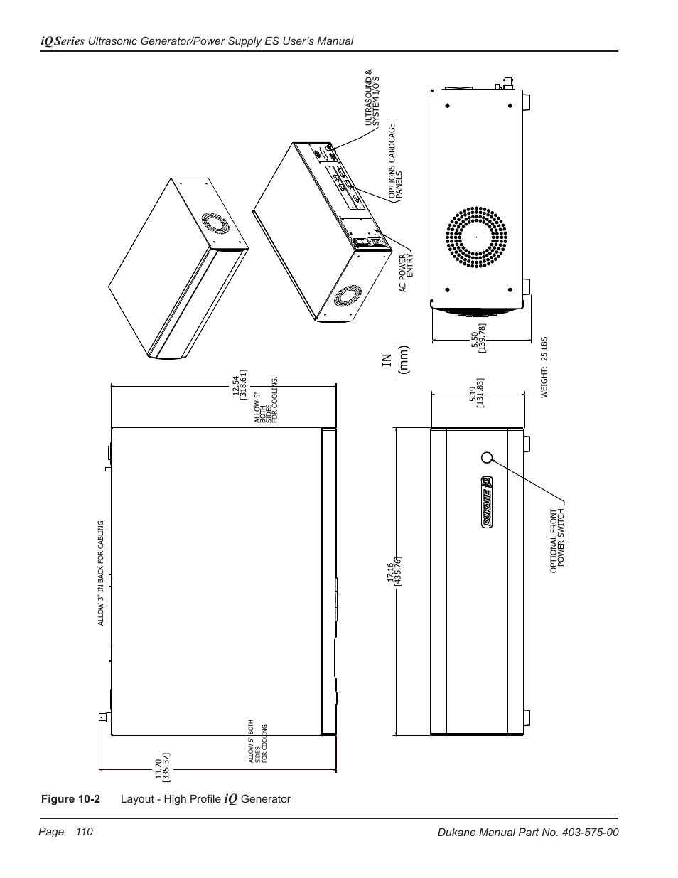 Iq series, Figure 10-2 layout - high profile, Generator | Page 110 | Dukane Ultrasonic Generator 403-575-00 User Manual | Page 116 / 136