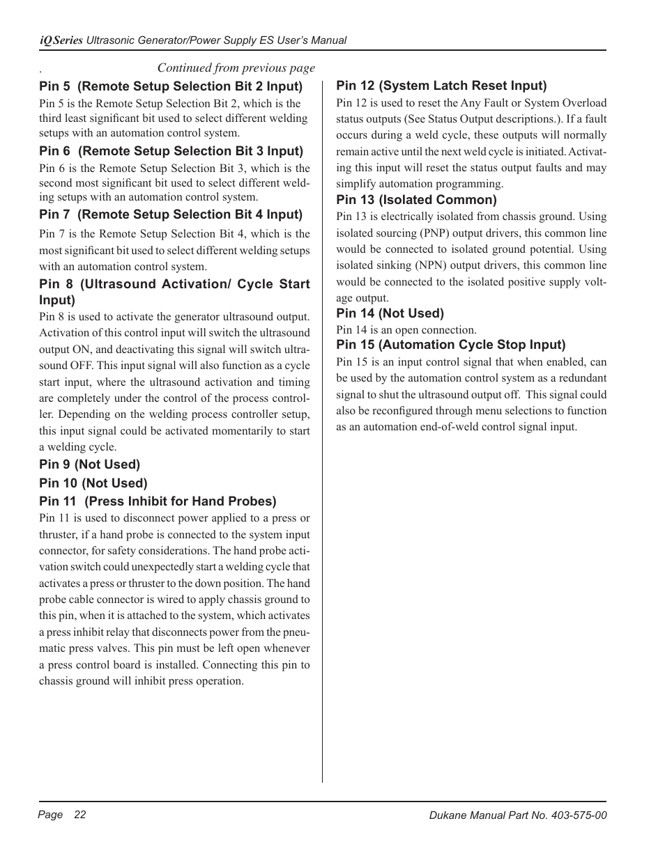 Dukane Ultrasonic Generator 403-575-00 User Manual | Page 28 / 136