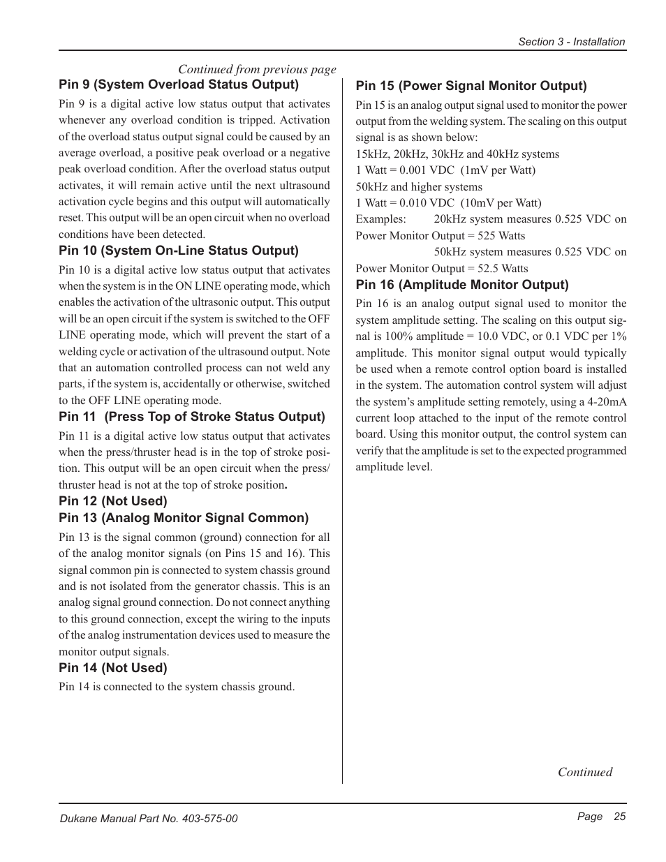 Dukane Ultrasonic Generator 403-575-00 User Manual | Page 31 / 136