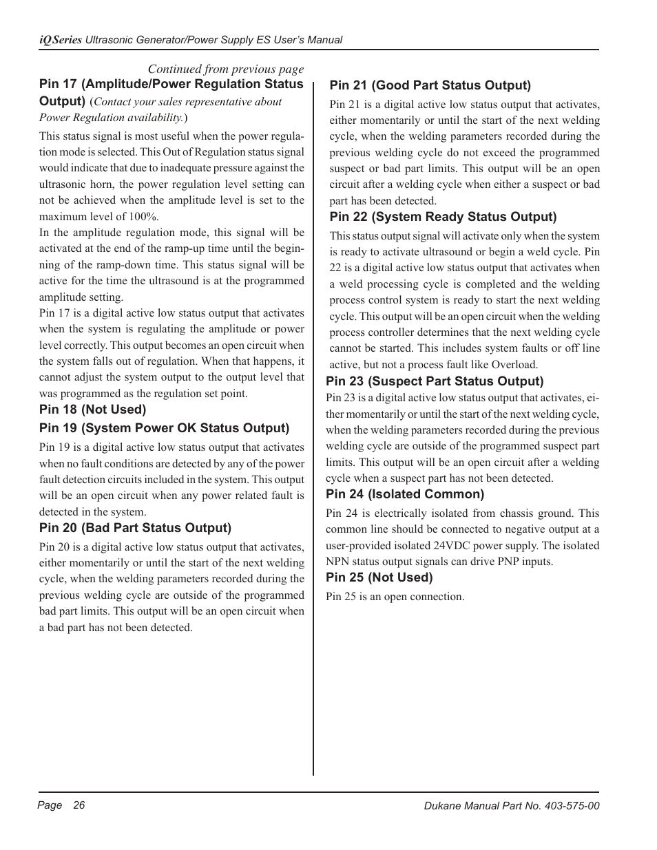 Dukane Ultrasonic Generator 403-575-00 User Manual | Page 32 / 136