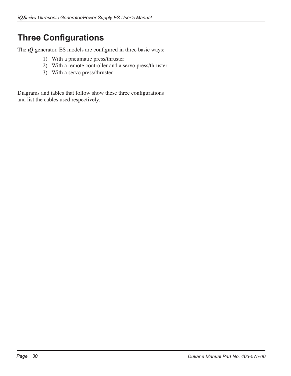 Three configurations | Dukane Ultrasonic Generator 403-575-00 User Manual | Page 36 / 136