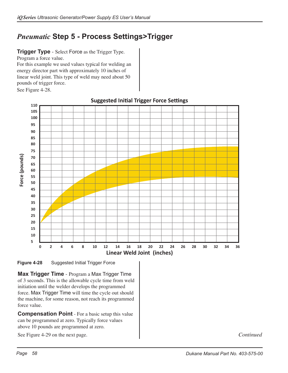 Pneumatic step 5 - process settings>trigger | Dukane Ultrasonic Generator 403-575-00 User Manual | Page 64 / 136