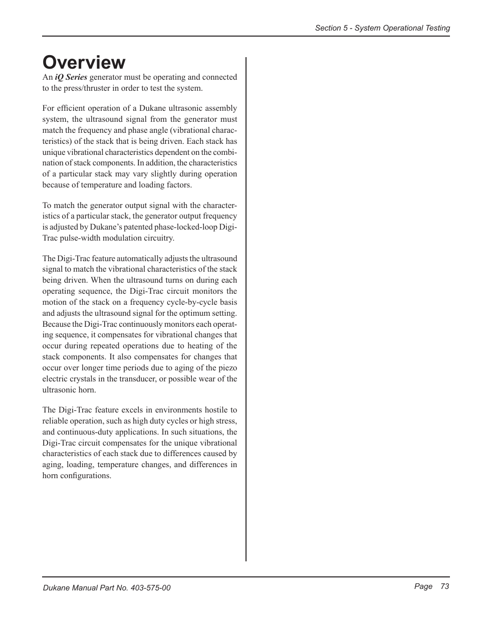 Overview | Dukane Ultrasonic Generator 403-575-00 User Manual | Page 79 / 136