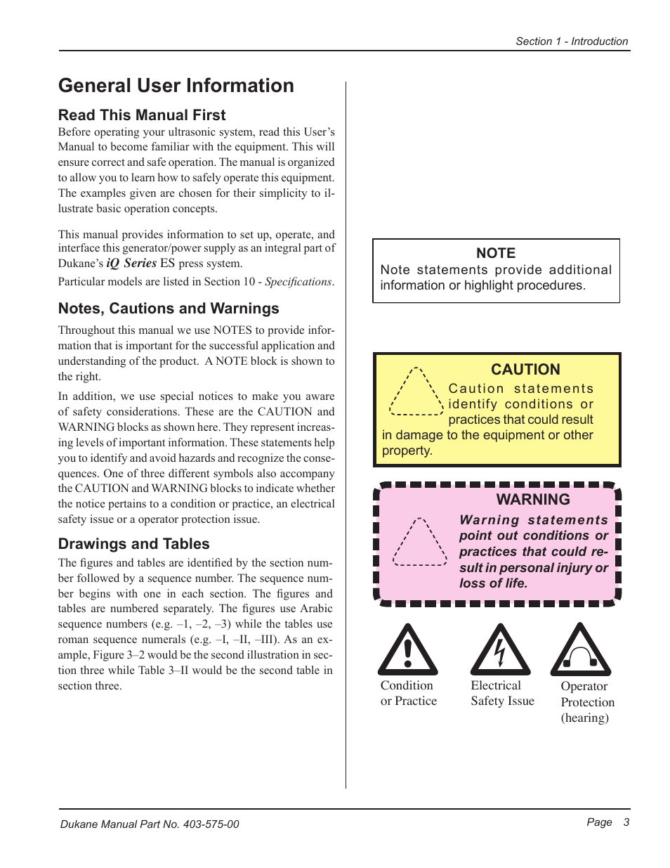 General user information | Dukane Ultrasonic Generator 403-575-00 User Manual | Page 9 / 136