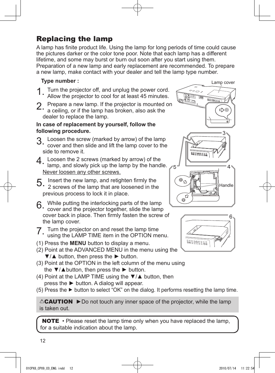 Replacing the lamp | Dukane LCD Data Video Projector 8789H User Manual | Page 14 / 20