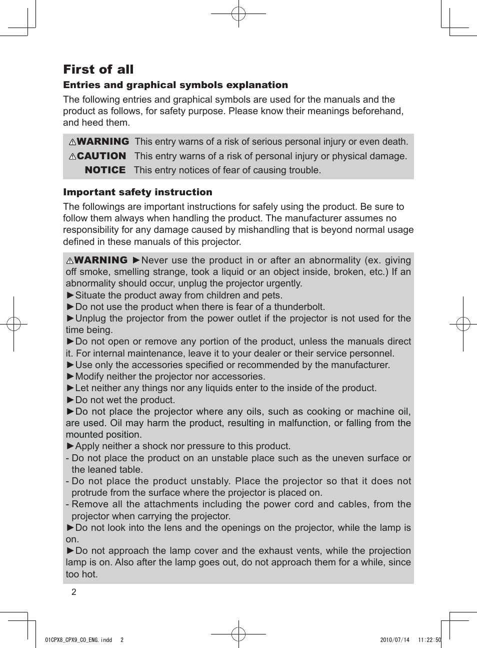 First of all | Dukane LCD Data Video Projector 8789H User Manual | Page 4 / 20