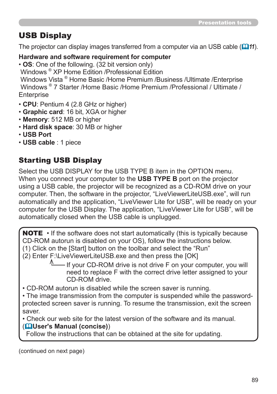 Usb display | Dukane Projector 8794H-RJ User Manual | Page 89 / 107