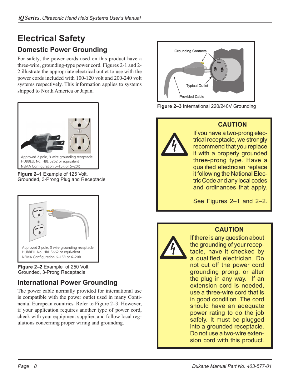 Electrical safety | Dukane Ultrasonic Hand Held System iQ Series User Manual | Page 14 / 82