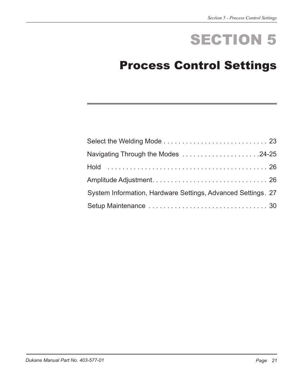 Process control settings | Dukane Ultrasonic Hand Held System iQ Series User Manual | Page 27 / 82