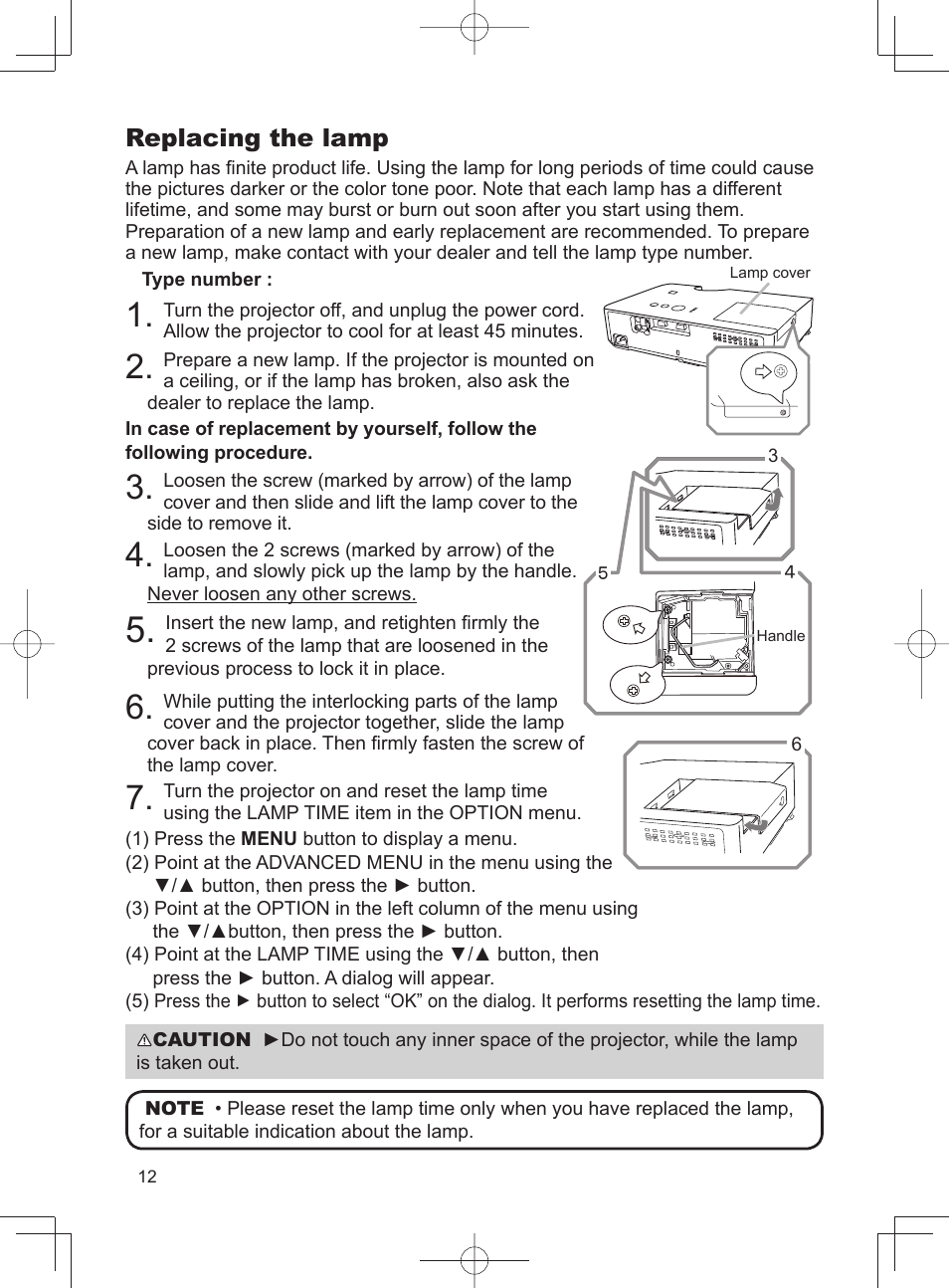 Replacing the lamp | Dukane LCD Data Video Projector MODEL 8788 User Manual | Page 14 / 20