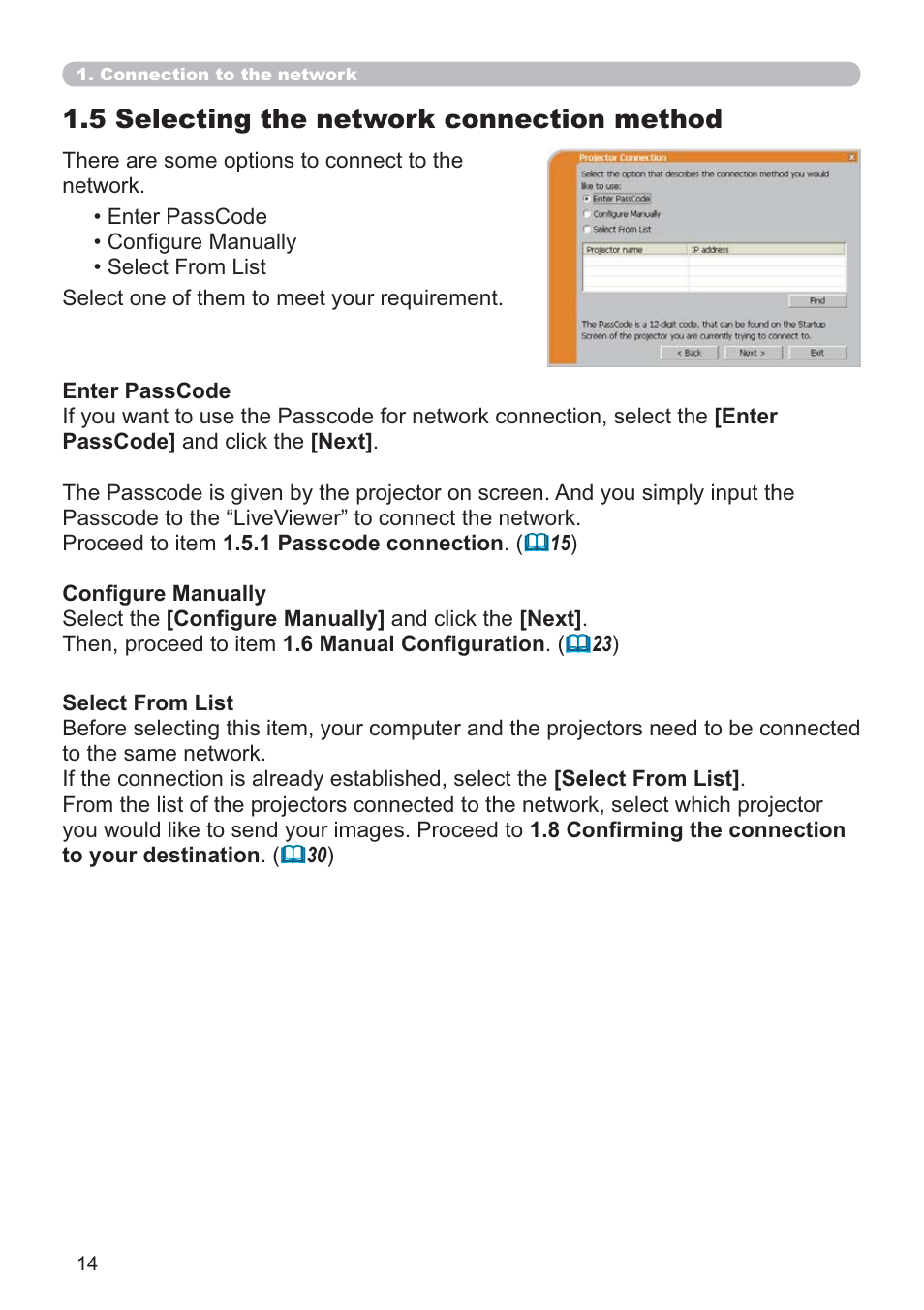 5 selecting the network connection method | Dukane Data Video 8107HWI User Manual | Page 16 / 94