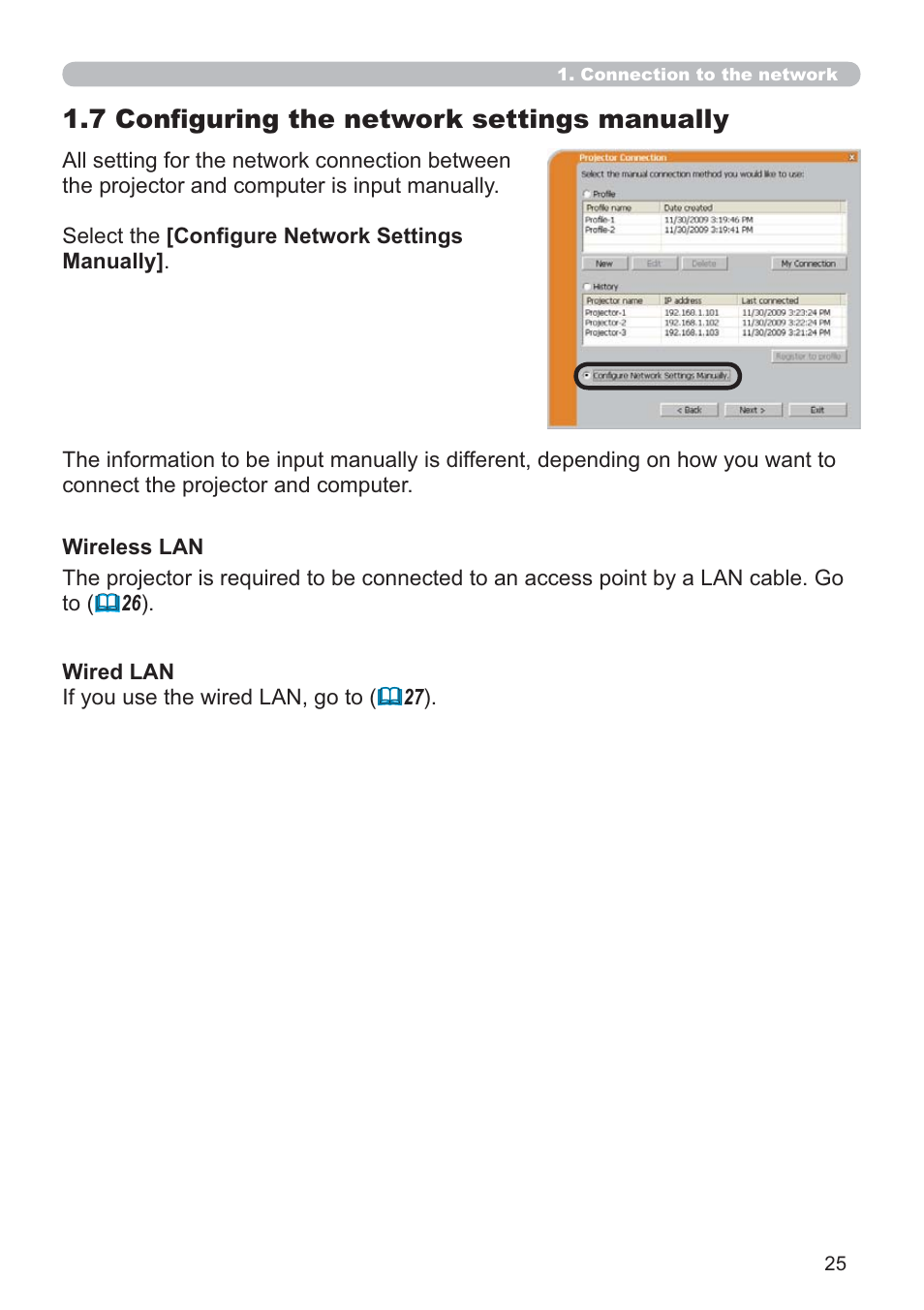 7 conﬁguring the network settings manually | Dukane Data Video 8107HWI User Manual | Page 27 / 94