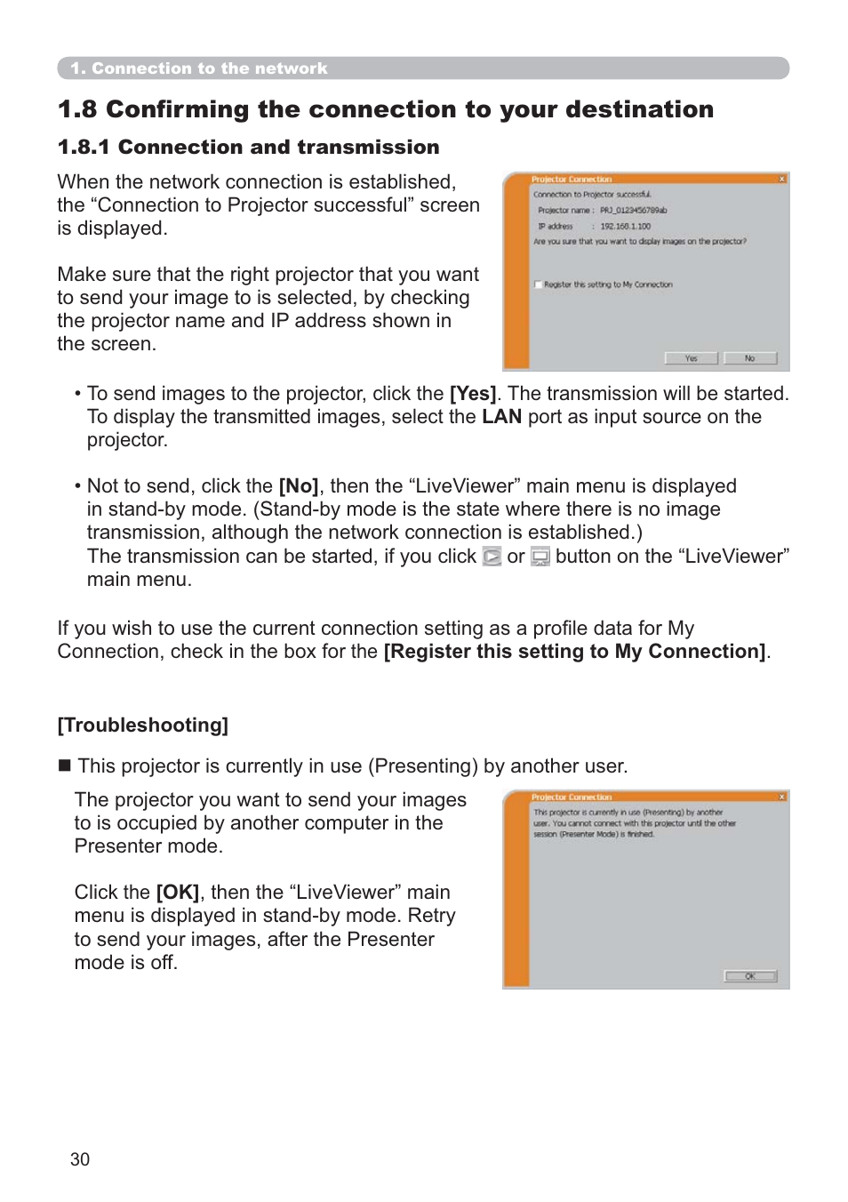 8 conﬁrming the connection to your destination | Dukane Data Video 8107HWI User Manual | Page 32 / 94