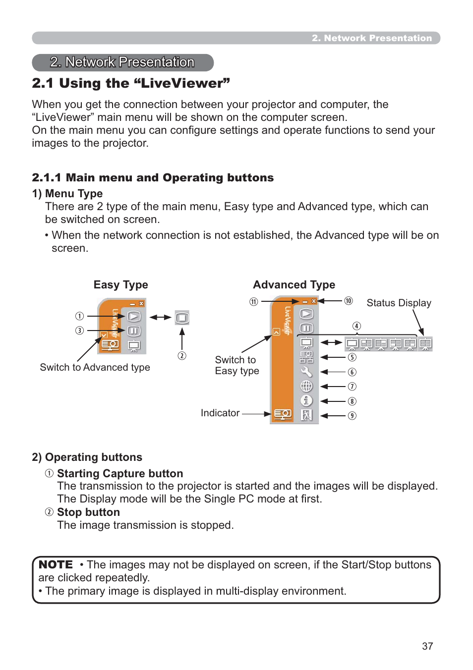 1 using the “liveviewer, Network presentation | Dukane Data Video 8107HWI User Manual | Page 39 / 94