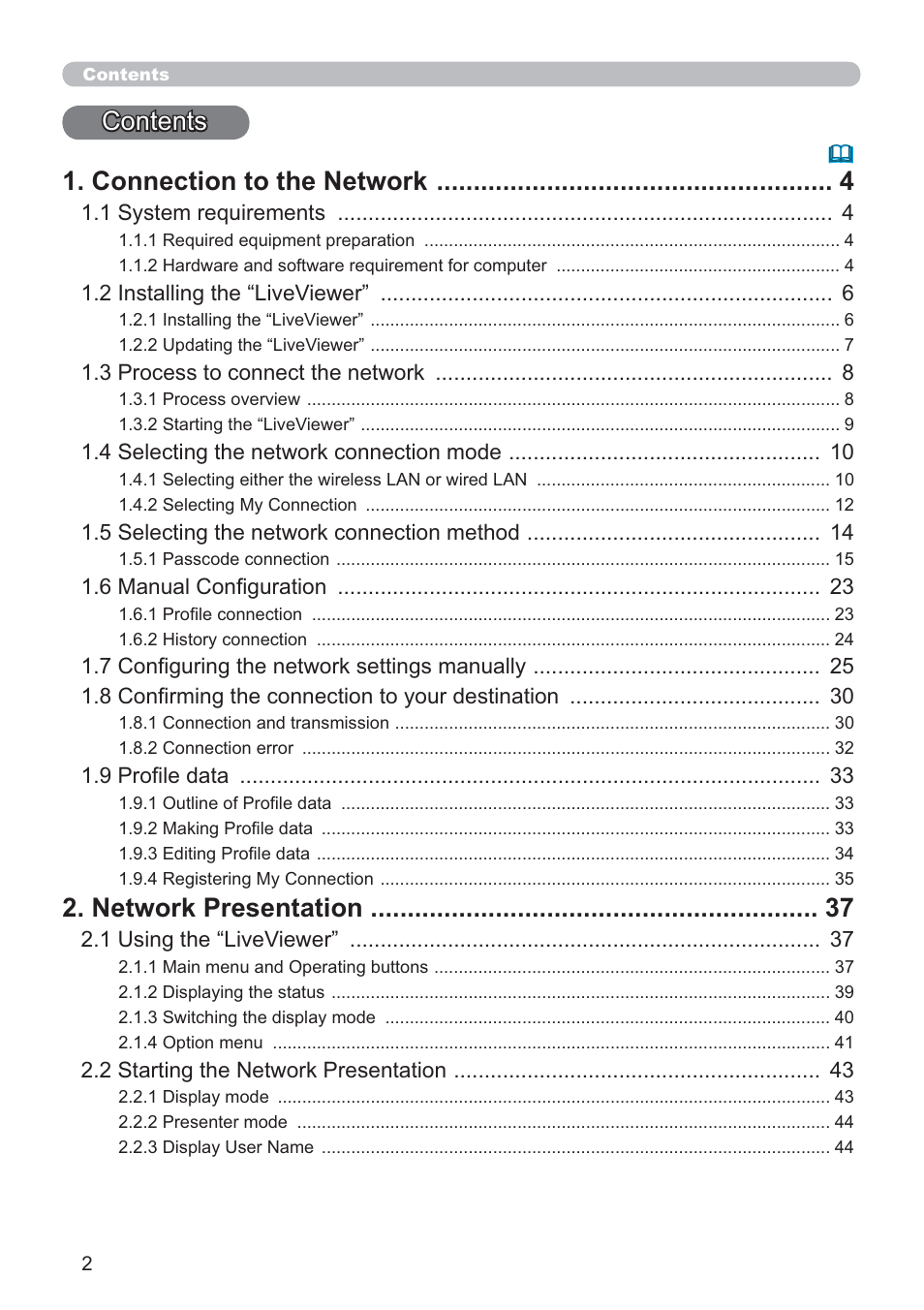 Contents 1. connection to the network, Network presentation | Dukane Data Video 8107HWI User Manual | Page 4 / 94