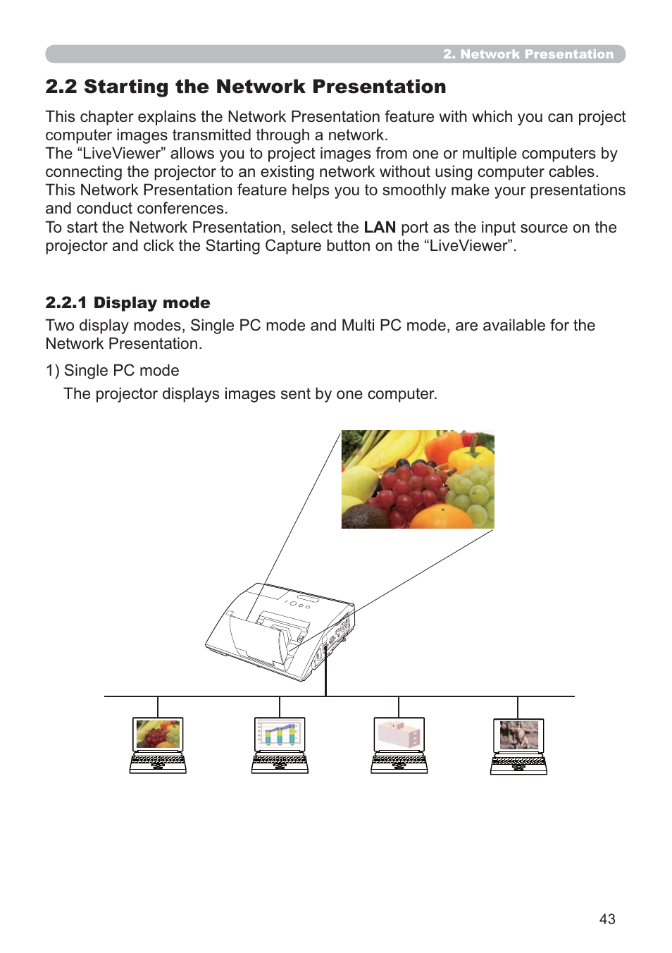 2 starting the network presentation | Dukane Data Video 8107HWI User Manual | Page 45 / 94