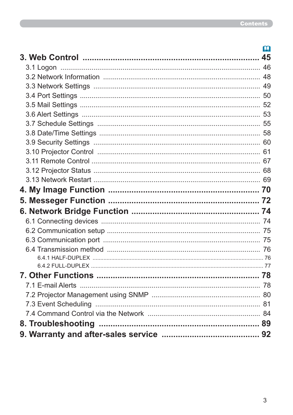 Web control, Other functions | Dukane Data Video 8107HWI User Manual | Page 5 / 94